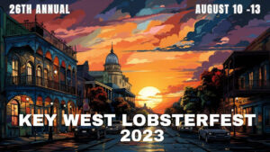 The Key West Lobsterfest event banner shows a view of the city canal with other event information.